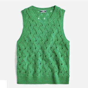 100% Cashmere pointelle sweater shell - Kelly Green Size Small